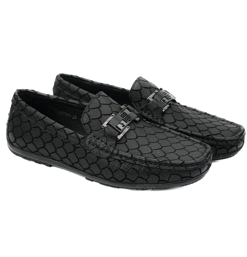 Hand Engraved Loafers Black
