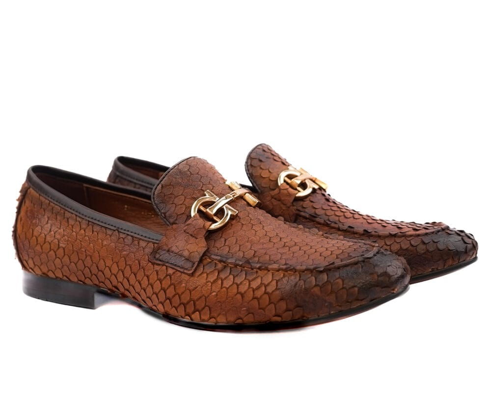 Hand-Made Ostrich Leather Slip-On Tan