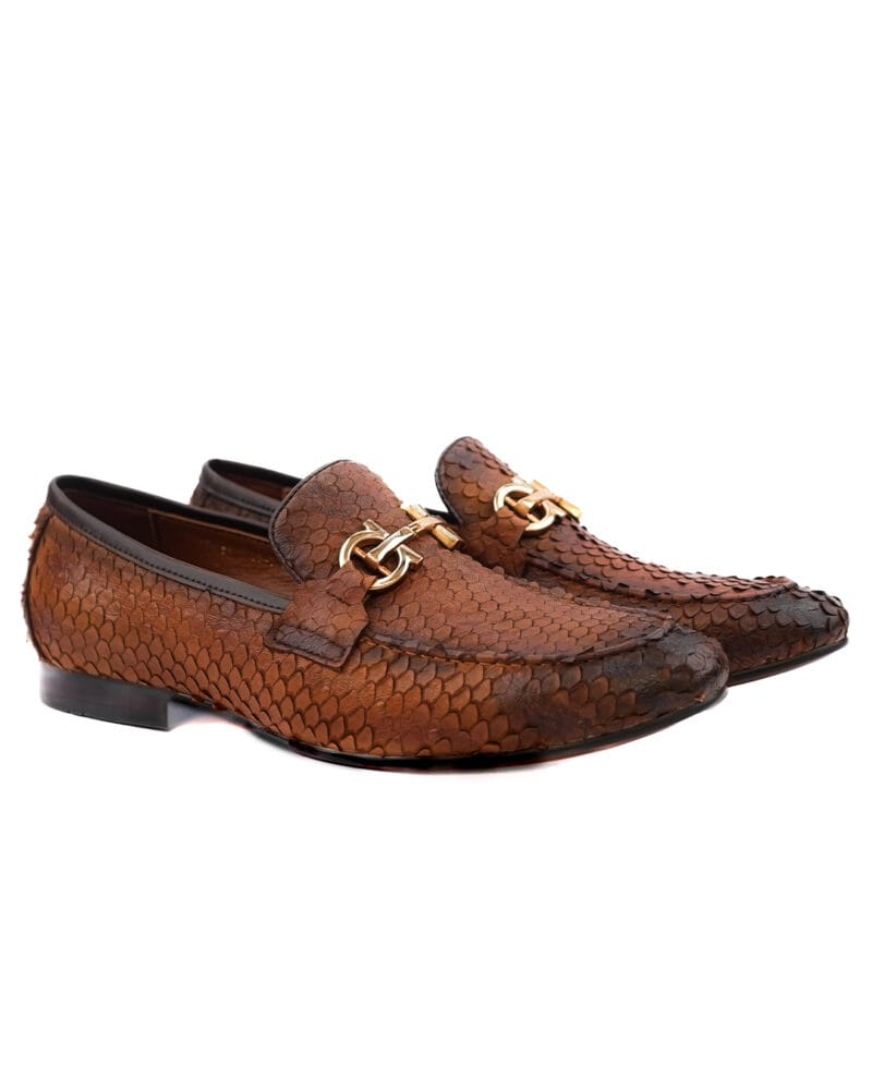 Hand-Made Ostrich Leather Slip-On Tan