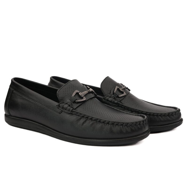 Casual Leather Loafers Black