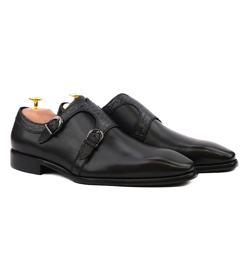 Double Monk Strap Black