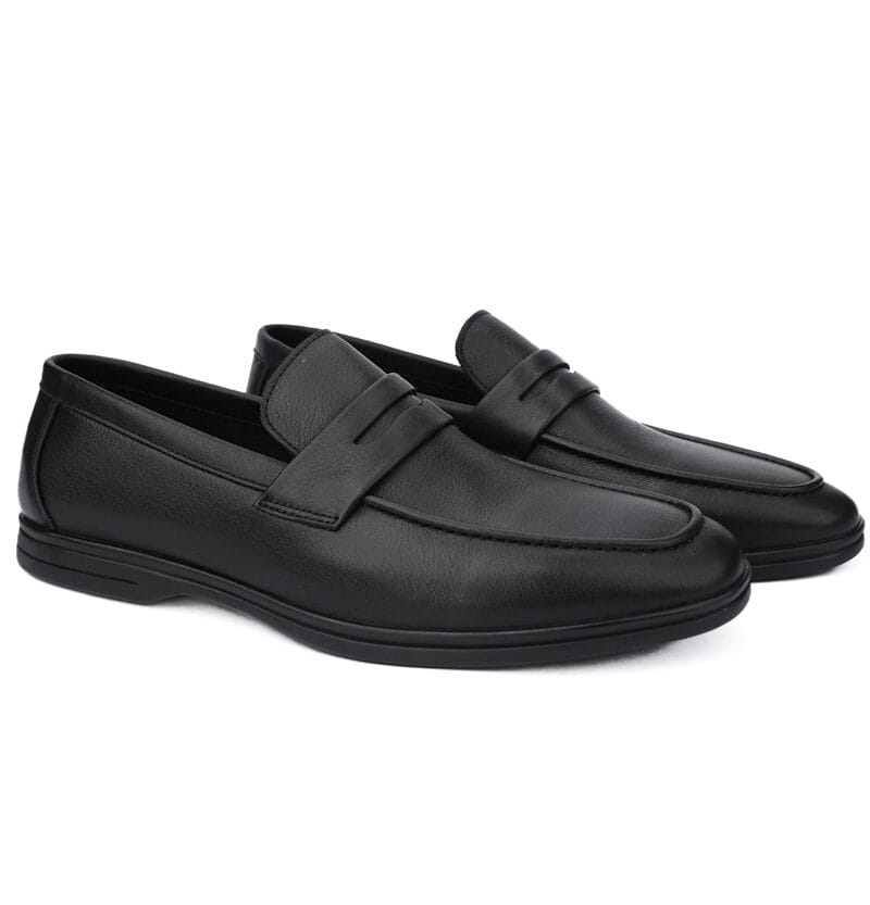 Pashmina Leather Penny Loafers Black