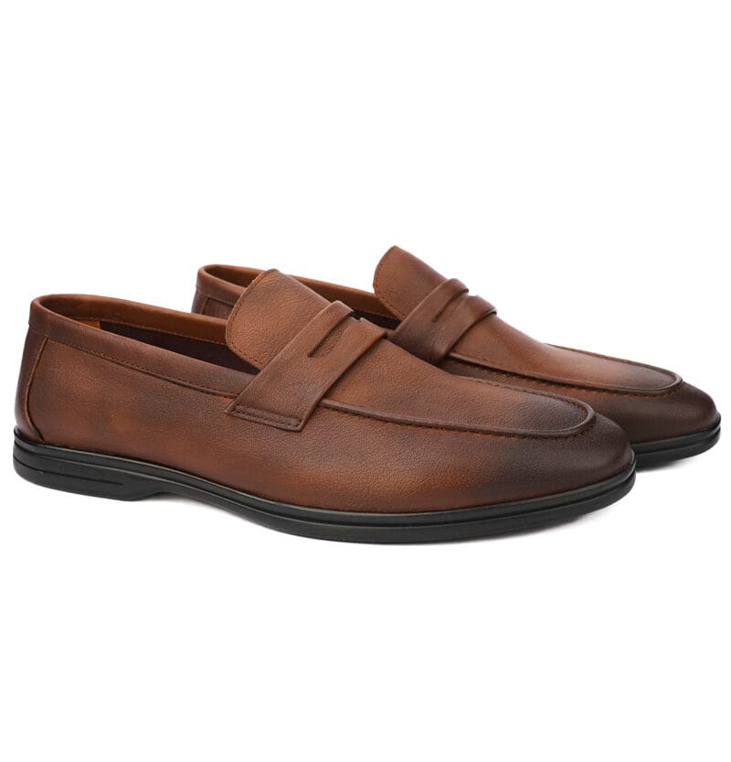 Pashmina Leather Penny Loafers Tan