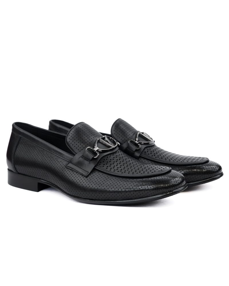 Perforated Buckled Slip-On Black