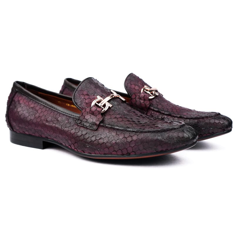 Hand-Made Ostrich Leather Slip-On Wine