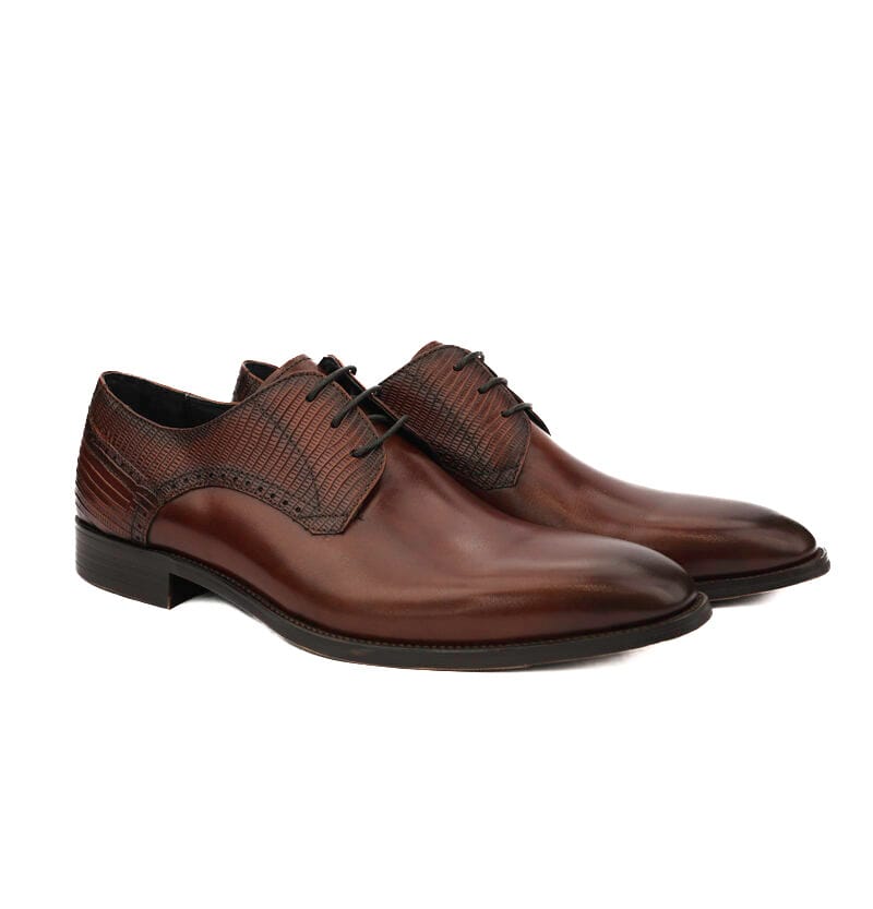 Hand Engraved Lace-up Shoes Brown