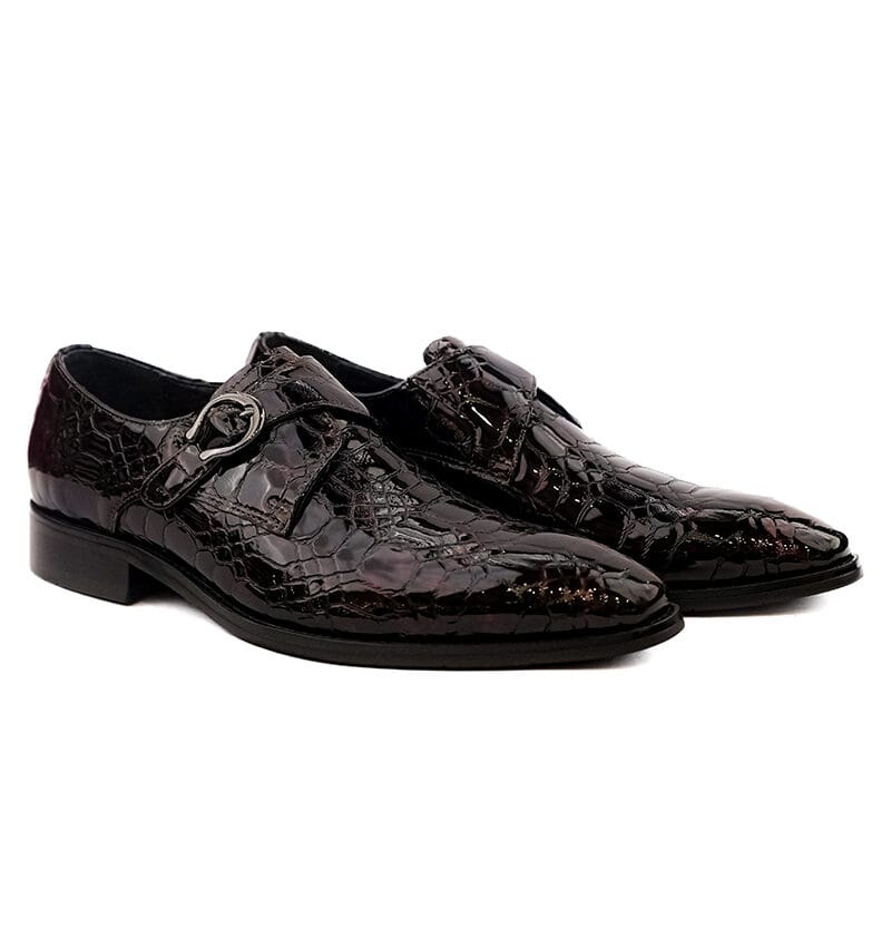 Patent Leather Perforated Single Monk Strap